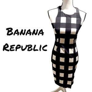 Banana Republic dress Black and white checkered womens petite size 0